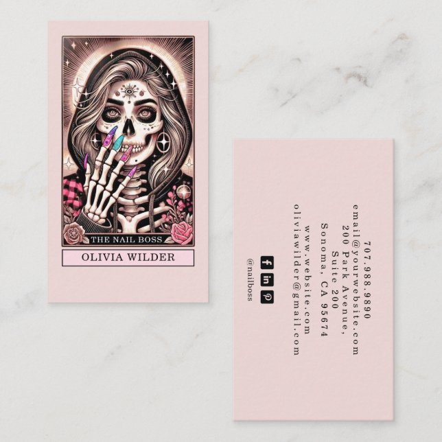 Carte Tarot Tech à ongles Bush Carte de visite ros (Devant / Derrière)