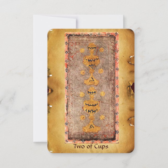 CARTE TAROTES DE RENAISSANCE ANTIQUE / DEUX TASSES (Devant)