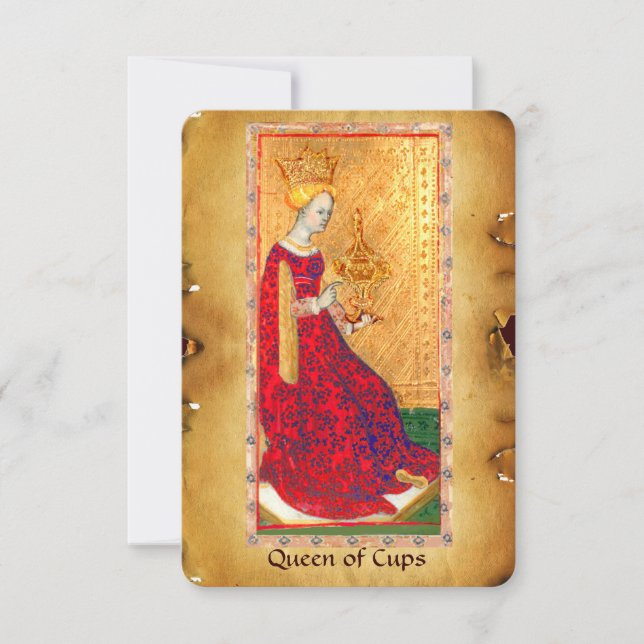 CARTE TAROTES DE RENAISSANCE ANTIQUE / REINE DES TASSE (Devant)