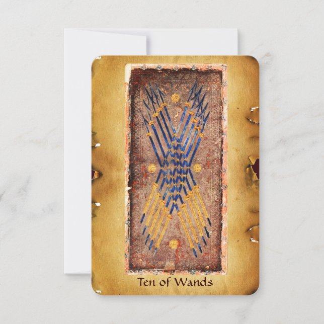 CARTE TAROTS DE RENAISSANCE ANTIQUE / DIX WANDS (Devant)
