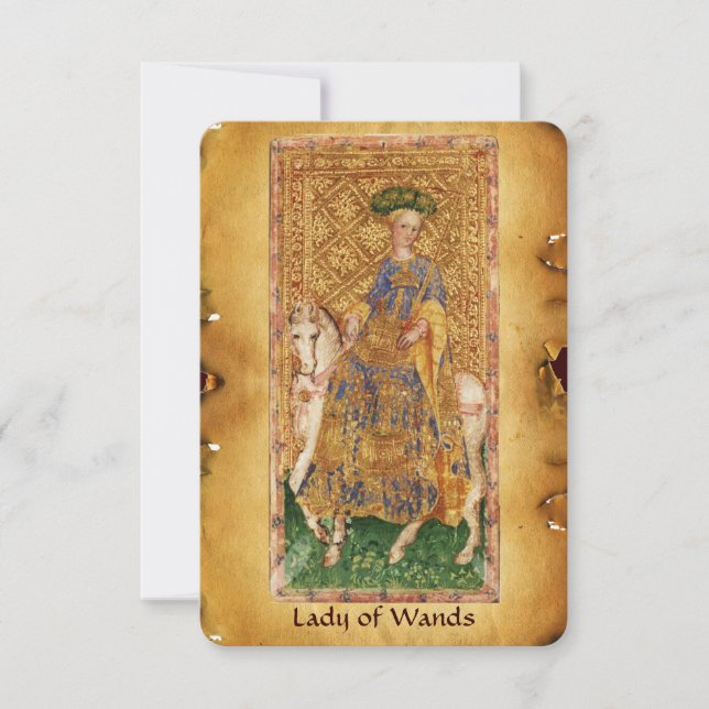 CARTE TAROTS DE RENAISSANCE ANTIQUE / LADY OF THE WANDS (Devant)
