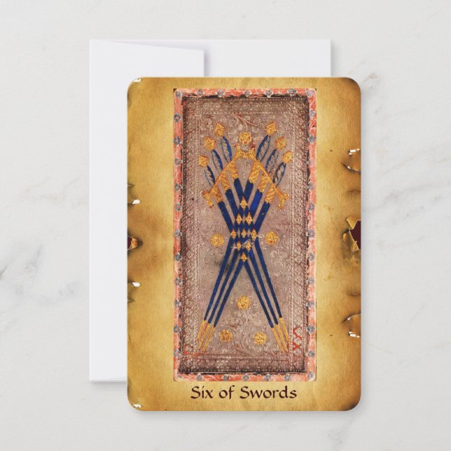 CARTE TAROTS DE RENAISSANCE ANTIQUE / SIX ÉPÈRES (Devant)