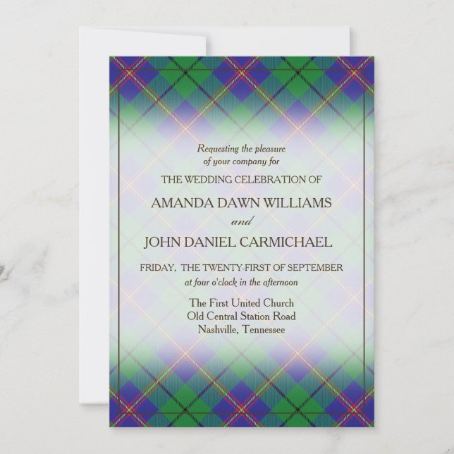 Carte Tartan Beauty Clan Carmichael Scottish Plaid (Devant)