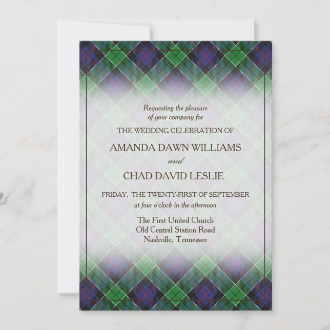 Carte Tartan Beauty Clan Leslie Chasse Scottish Plaid (Devant)