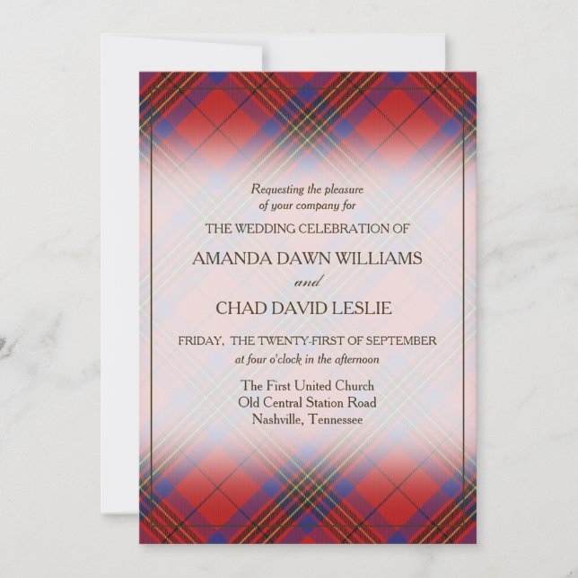 Carte Tartan Beauty Clan Leslie Red Scottish Plaid (Devant)