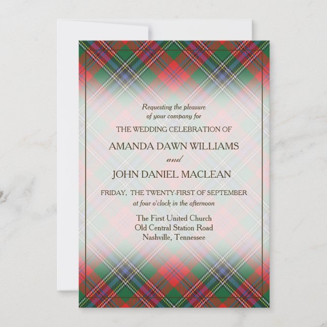 Carte Tartan Beauty Clan MacLean Red Scottish Plaid (Devant)