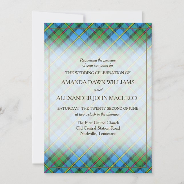 Carte Tartan Beauty Clan MacLeod de Harris Scottish (Devant)