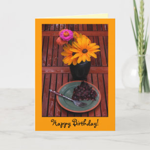 Carte Tarte aux bleuets et fleurs Anniversaire