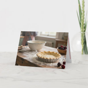Carte Tarte aux cerises d'anniversaire dans une cuisine