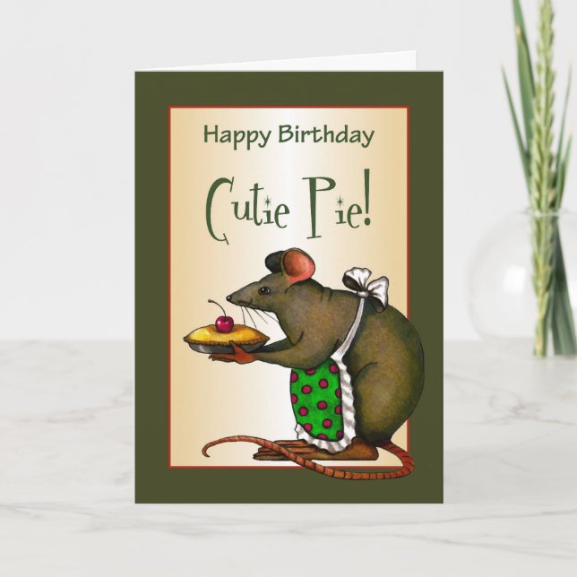 Carte Tarte de Cutie de joyeux anniversaire : Souris (Devant)