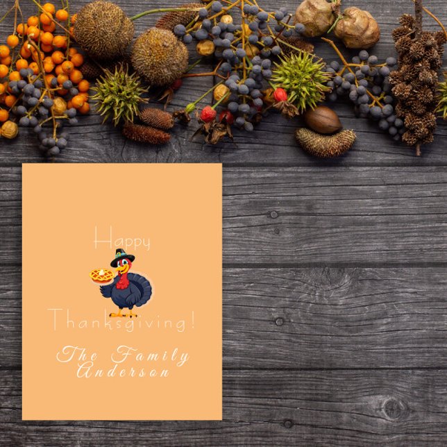 Carte Tarte de dinde de Thanksgiving orange clair (Créateur téléchargé)