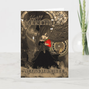 Carte Tarte de Steampunk Moonies Cutie d'anniversaire de