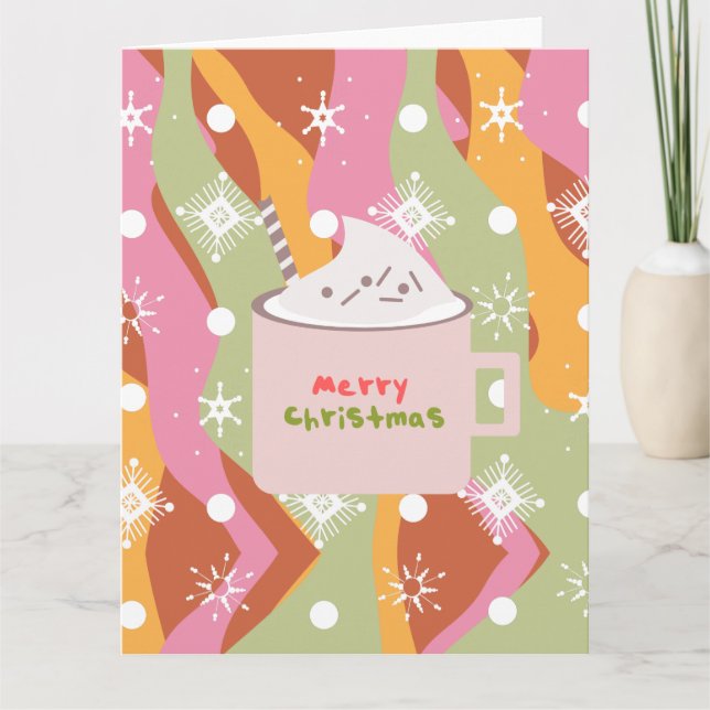 Carte Tasse de feu de camp groovy Noël (Devant)