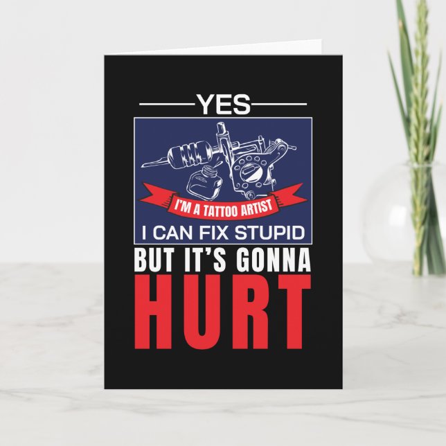 Carte Tatouage Artiste Fixer Stupide Vintage (Devant)