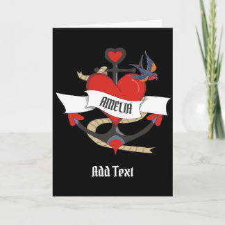 Carte Tatouage cardiaque avec nom customisé.