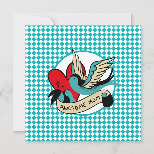 Carte Tatouage de maman génial et fête des mères arlequi (Devant)