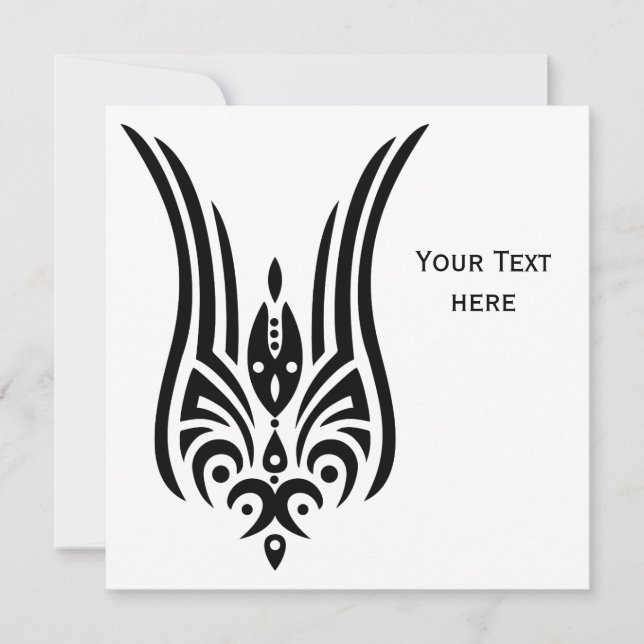 Carte Tatouage tribal NOIR - tulipe + vos idées (Devant)