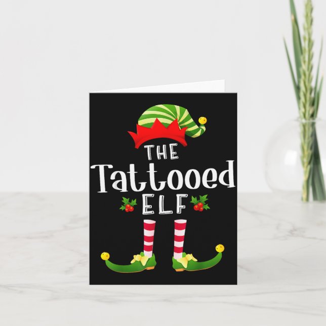 Carte Tattooed Christmas Elf Matching Pajama X-mas Party (Devant)