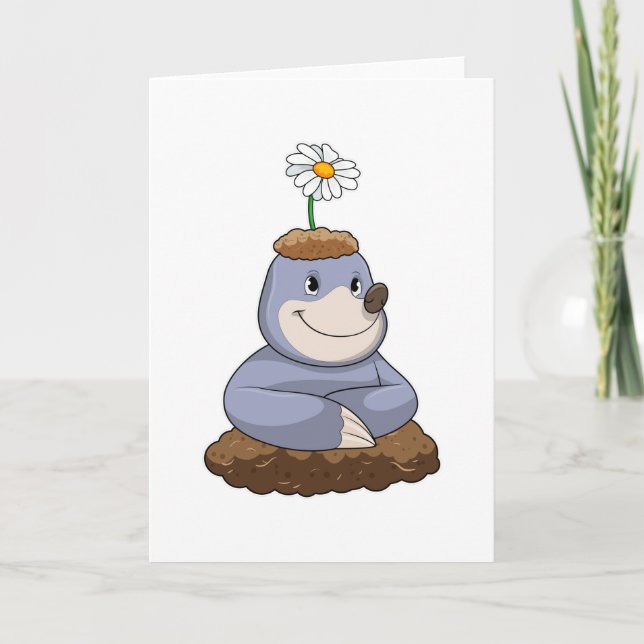Carte Taupe à fleur de marguerite (Devant)