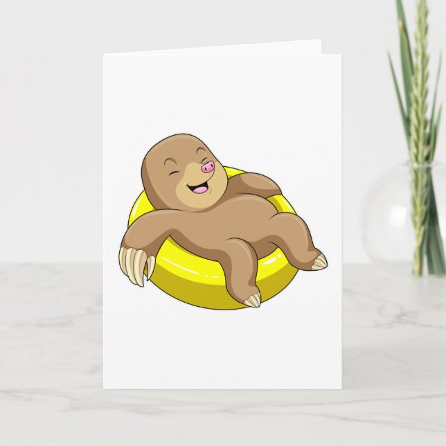 Carte Taupe à la baignade avec bouée (Devant)