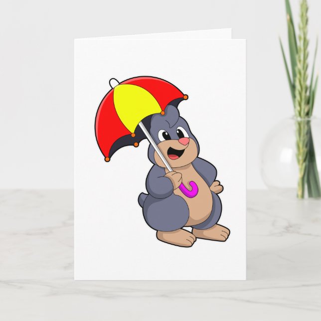 Carte Taupe avec parapluie (Devant)