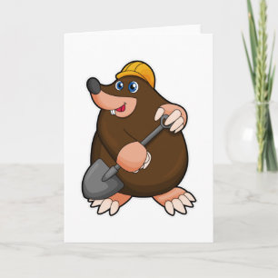 Carte Taupe avec pelle et casque de chantier