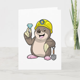 Carte Taupe comme mineur avec pelle et diamant