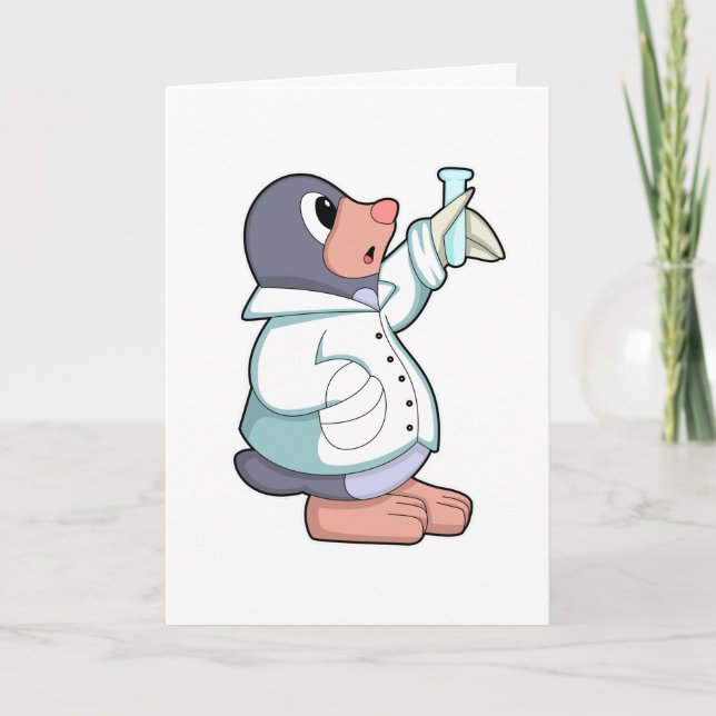 Carte Taupe comme scientifique avec tube à essai (Devant)
