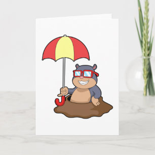 Carte Taupe sous la pluie avec parapluie