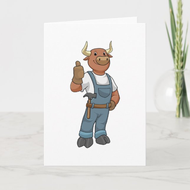 Carte Taureau bricoleur avec marteau (Devant)