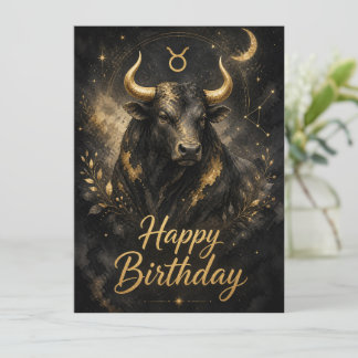 Carte Taureau Joyeux Anniversaire Design Signe du zodiaq
