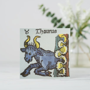 Carte Taureau le Taureau, Enseignes Vintage du Zodiaque