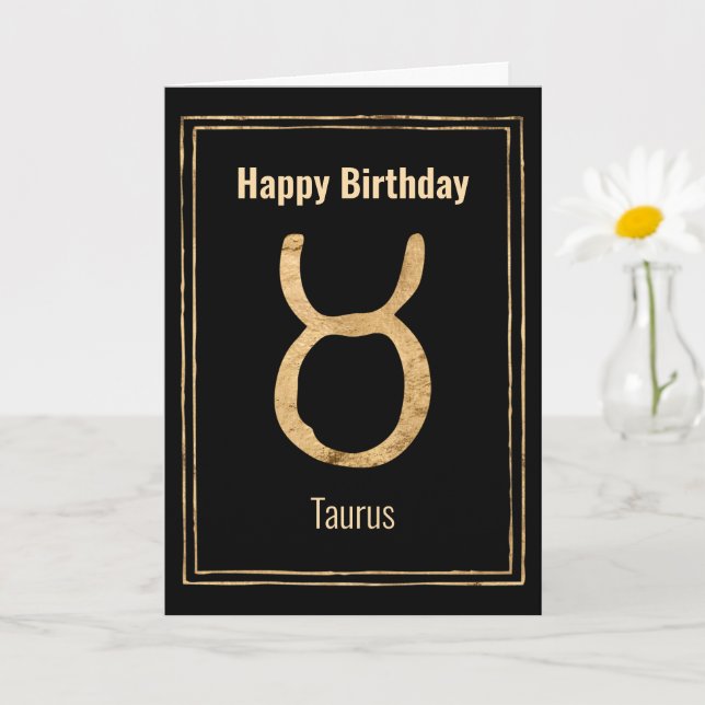 Carte Taurus zodiac astrologie or Joyeux anniversaire (Petite plante)