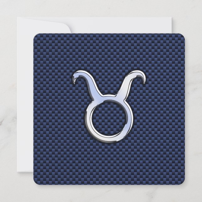 Carte Taurus Zodiac Décor Marine Blue Carbon Fiber Impre (Devant)