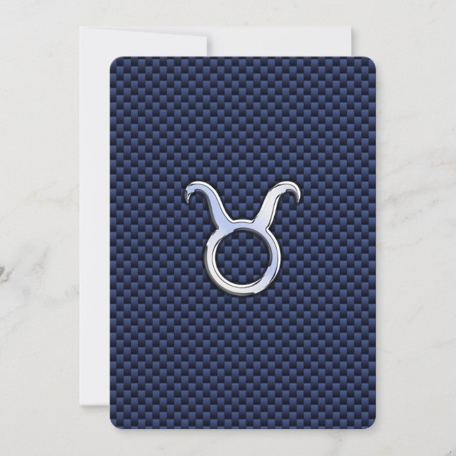 Carte Taurus Zodiac Décor Marine Blue Carbon Fiber Impre (Devant)