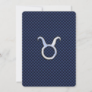 Carte Taurus Zodiac Décor Marine Blue Carbon Fiber Impre