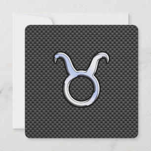 Carte Taurus Zodiac Sign on Charcoal Carbon Fiber Print