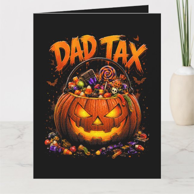 Carte Taxe Papa Drôle Halloween Citrouille (Devant)