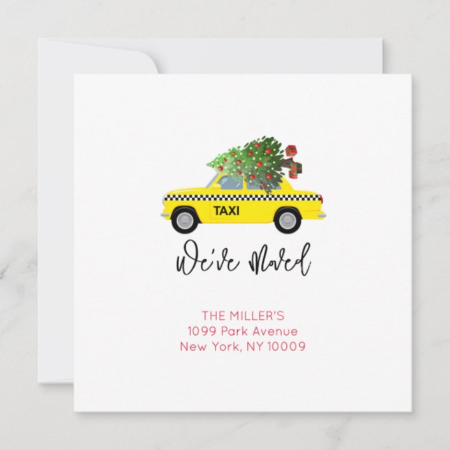 Carte Taxi Jaune Cabine Arbre de Noël Nous avons déplacé (Devant)