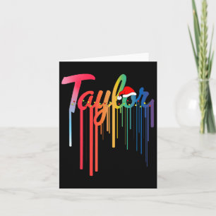 Carte Taylor prénom chapeau de Père Noël impression colo