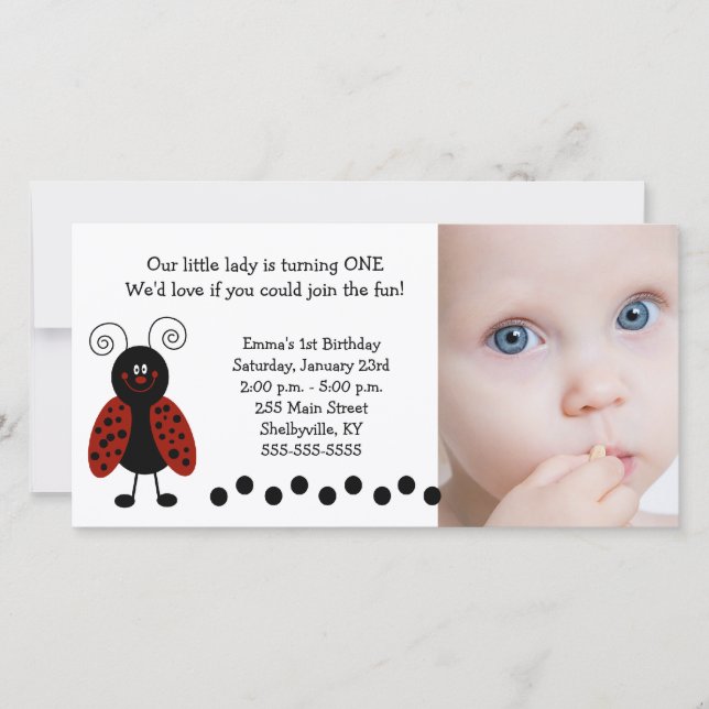 Carte {TBA} Photo Little Ladybug Anniversaire / Naissanc (Devant)