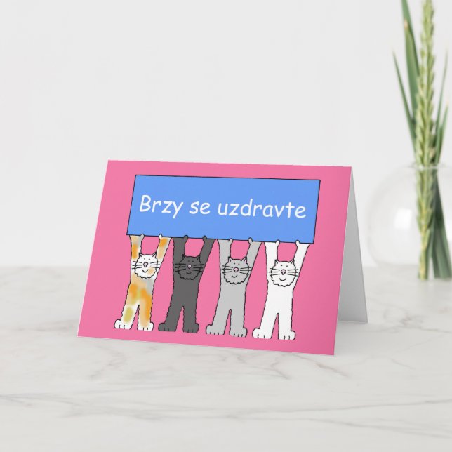 Carte Tchèque Bien Se Bien Bientôt Cartoon Chats (Devant)