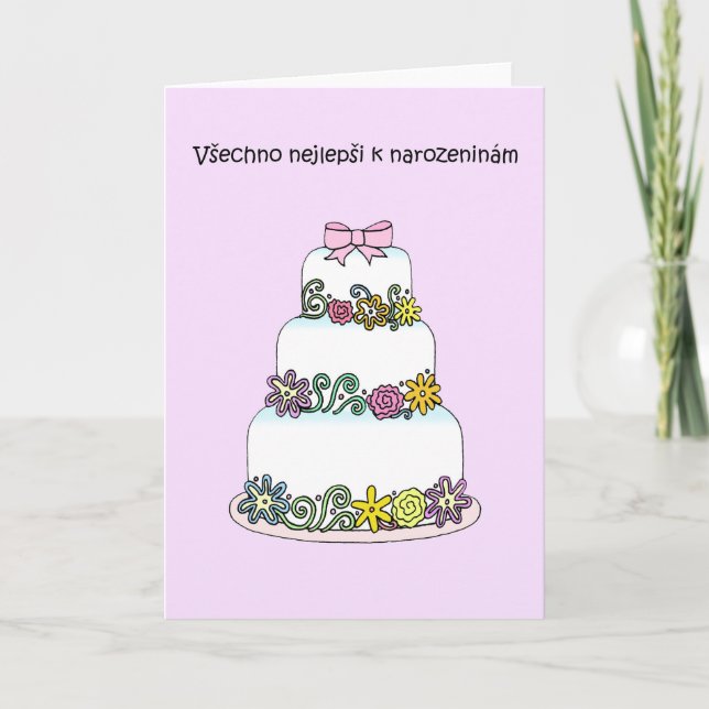 Carte Tchèque Joyeux Anniversaire Stylish Cake (Devant)