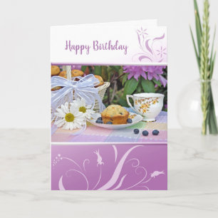 Carte Tea Party d'anniversaire