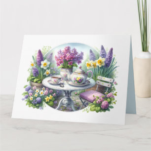 Carte Tea Party vintage en Jardin Personnalisable