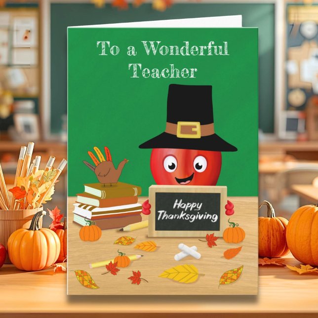 Carte Teacher Thanksgiving Apple sur le bureau de l'ense (Créateur téléchargé)