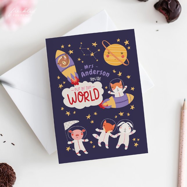 Carte Teacher Valentine Card from Student | Cute Animals (Teacher Valentine's Card from Student)