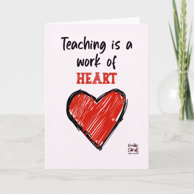 Carte Teacher's Day Card with a Red Heart (Devant)