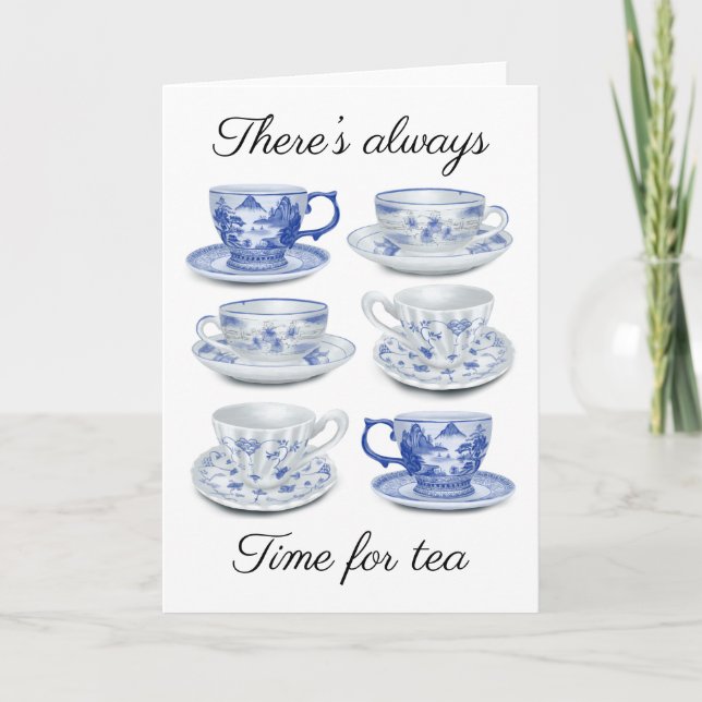 Carte Teacup bleu et blanc (Devant)