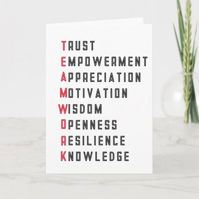 Carte Teamwork Positive Words Appreciation Card Collabor (Devant)